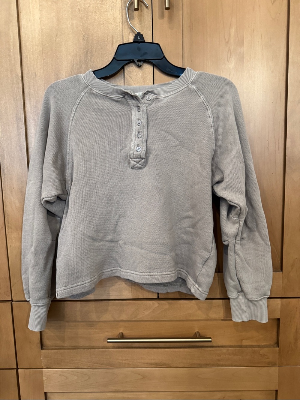 Barefoot Dreams Taupe Crewneck Henley Sweatshirt